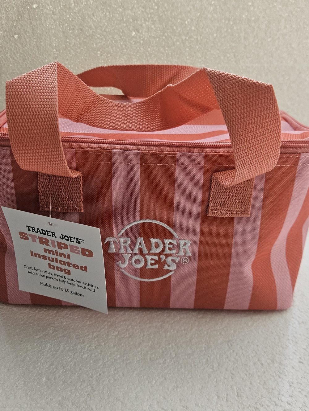Trader Joe's Pink & Coral Striped Mini Insulated Bag